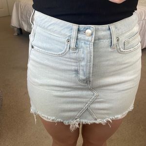 American Eagle Outfitters Lightwash Distressed Denim Mini Skirt Button Fly